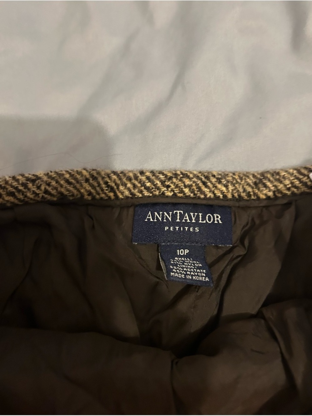 Ann Taylor Petites Lined Skirt - Brown Tweed Trim